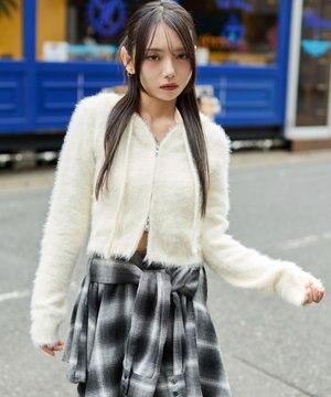  【25秋冬新作】シャギーニットジップパーカー