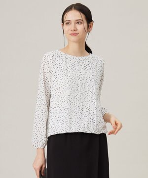  【洗える】ロイヤルシフォンドット柄 ブラウス