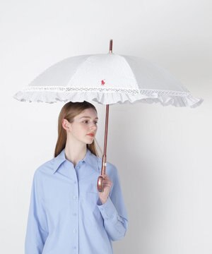  【遮光/晴雨兼用日傘】POLO RALPH LAUREN(ポロ ラルフローレン) ストライプフリル 長傘 遮熱 UV