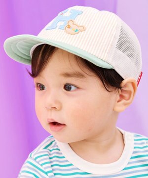  【44-54cm】 ストライプ ロゴメッシュキャップ