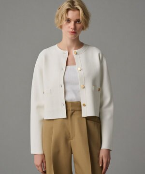 【手洗い可】ヴィスコースナイロン ジャガード ニットジャケット（uncrave STANDARD）