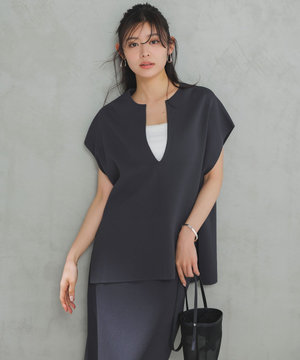 【WEB限定カラー】スゴ機能美ニット キーネック ジレ