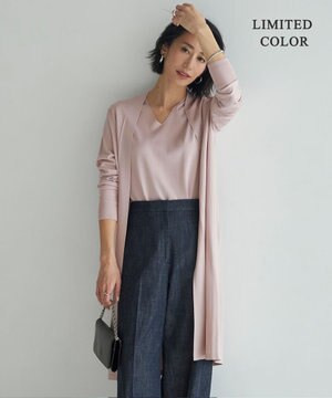  【WEB限定カラーあり・接触冷感・UVケア・洗える】 シンセティックハイゲージ ロングカーディガン