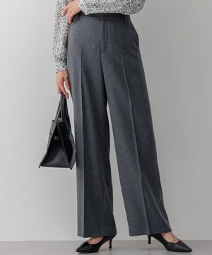  【セットアップ対応/洗える】ウールライクカルゼ ワイド パンツ