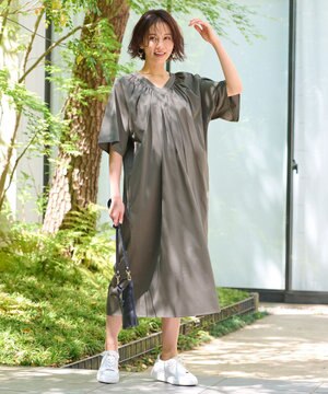 【WEB限定・洗える・XSサイズあり】ライトギャザーフレアスリーブ ワンピース