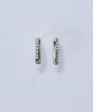  【金属アレルギー対応】テクスチャードスパークビジューピアス/ニッケルフリー シルバー