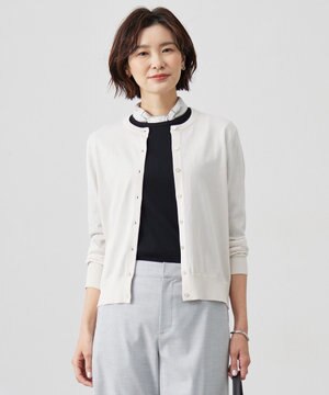  【洗える】BASIC HT COTTON クルーネック カーディガン