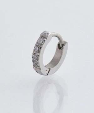  【金属アレルギー対応】ワンタッチビジューフープミニピアス(片耳)/サージカルステンレス シルバー