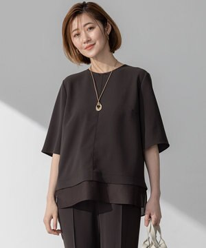 【吸水速乾/UVカット/接触冷感】ストレッチジョーゼット シアーコンビ カットソー