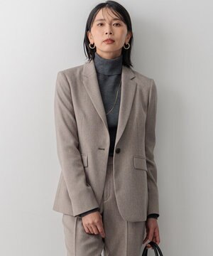  【洗える】ウールライクカルゼ  テーラードジャケット