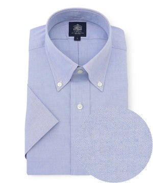  【PREMIUM PLEATS / 形態安定】ピンオックス 半袖シャツ / B.D.