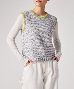  コントラストカラー ニットベスト