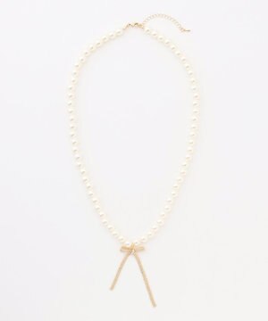  【先行予約】センターリボンイミテーションパール ネックレス