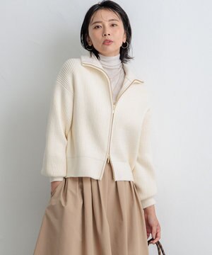  【洗える】コットンリリー ニットブルゾン