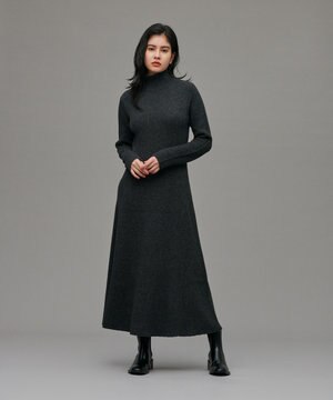 ウールナイロン フレアニットワンピース