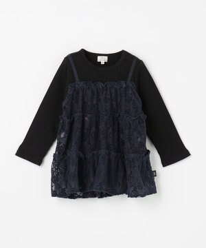  【80-100㎝】スノウレースレイヤードトップス