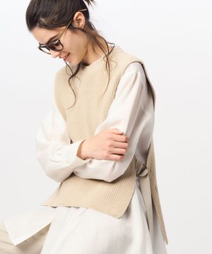  【洗える】コットンポリエステルリリヤーン ニットベスト