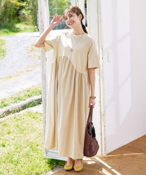 【洗える】切替マキシワンピース