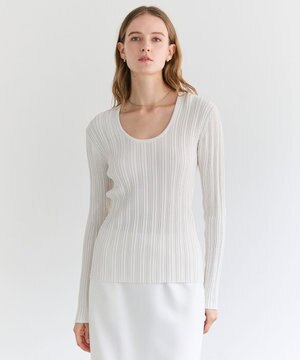  LABRADO / ランダムリブ Uネックニット