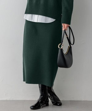  【洗える】カシミヤブレンド Iライン ニットスカート