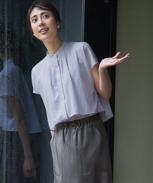  【撥水加工/洗える】シアーナイロンツイル レイヤード ブラウス