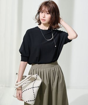 【洗える】レーヨンポリエステルストレッチ ドルマン ニット