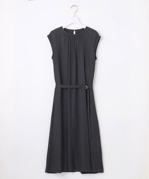  【ベルト付き】ミニドット ノースリーブワンピース