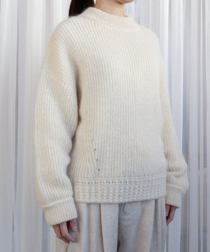  アルパカモヘヤ畦編みプルオーバー