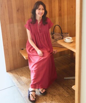  【褒められワンピ】ウォッシュドシアーボイル ピンタック ワンピース