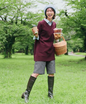  【洗える】ウール調キュロットパンツ