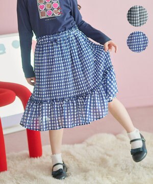  【110-140㎝】ギンガムチェックプリーツ スカート