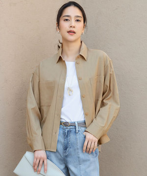 【洗える】ドビーオックスストレッチシャツ アウター