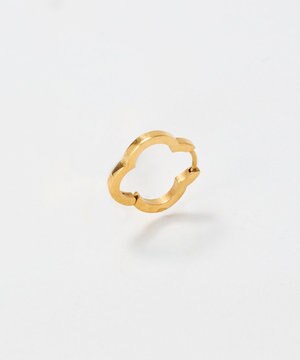  【金属アレルギー対応】フラワーワンタッチフープピアス　ゴールド/サージカルステンレス（片耳）