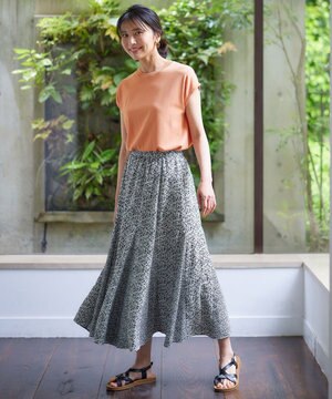  【洗濯機可能/ウエストゴム】プリントマーメイドスカート