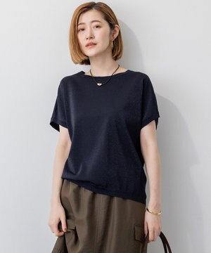 【洗える】レーヨンポリエステルストレッチ プルオーバー ラメニット