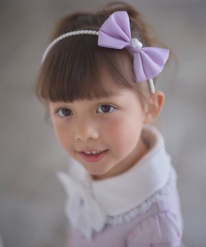  サテンリボン×パール キッズ カチューシャ