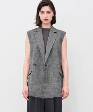  グレンチェック ジレ