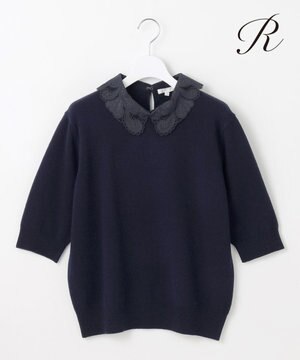  【R(アール)】マイクロンメリノウール レース襟 ニット