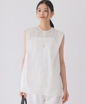  【WEB限定】エンブロイダリーレースノースリーブ ブラウス
