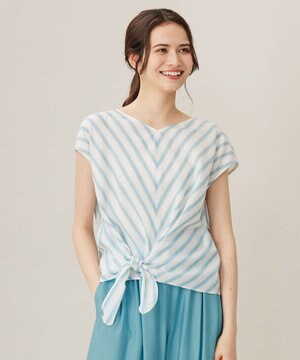  【洗える】テンセルリネンリボン ブラウス