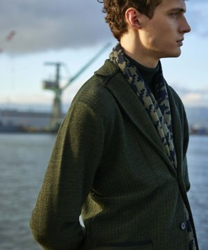  【驚きの軽量ウール】KARLKARL ヘリンボーン柄 ニットジャケット