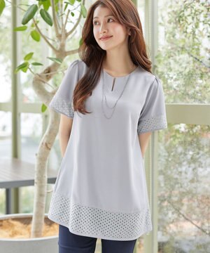  裾レース切替チュニック