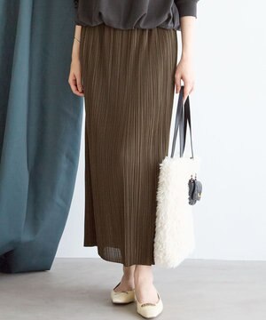  【SLOW/一部店舗限定】トリコットプリーツ Iライン スカート