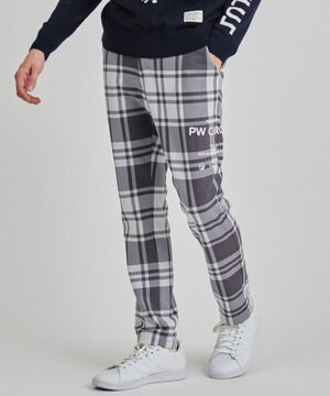  【MEN】チェック柄 スエードライクテーパードパンツ