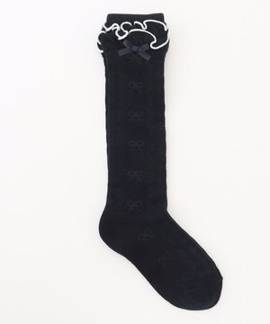  リボンジャガード　ハイソックス