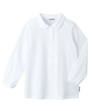  【95-130cm】天竺素材の丸衿長袖ブラウス