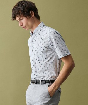  【キングサイズ・ジャージー素材・ストレッチ・イージーケア】コンパクトジャージープリント シャツ