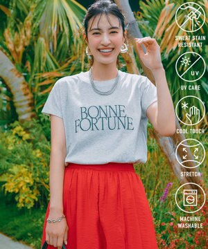 【新色追加】【汗ジミ防止/UVケア】BEAUTY FORM-Tコットン ロゴフレンチT