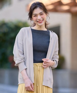  ニットフーディーカーディガン