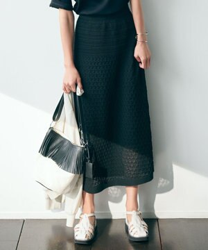  【洗える】リネンコットンドライ ニットフレア スカート